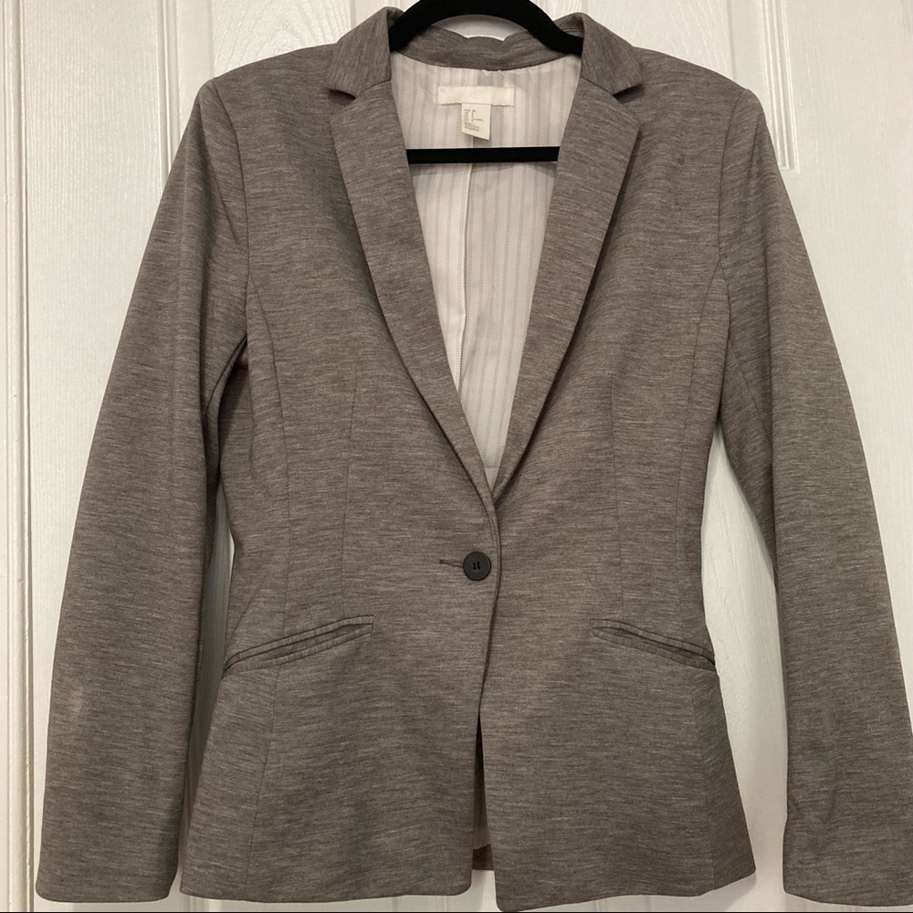 H&M Gray V-Neck Blazer
